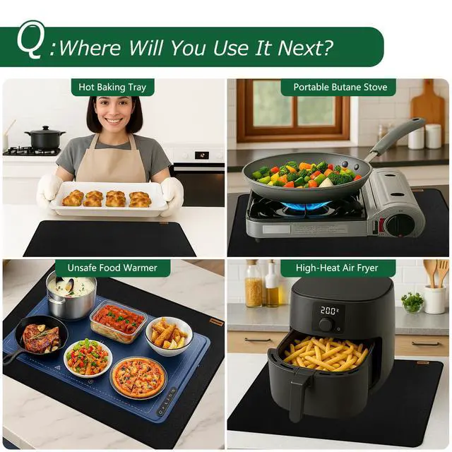 Alt view image 6 of 7 - Large Fireproof Stove Top Covers for Electric Stove, Waterproof & Heat Resistant Mat for Glass Top, Stovetop Protector, Anti-Scratch, 36x24 Black