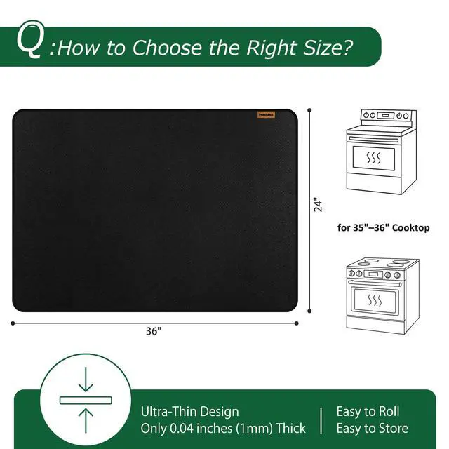 Alt view image 2 of 7 - Large Fireproof Stove Top Covers for Electric Stove, Waterproof & Heat Resistant Mat for Glass Top, Stovetop Protector, Anti-Scratch, 36x24 Black