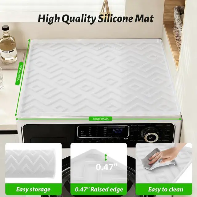 Alt view image 2 of 6 - Mini Fridge Silicone Mat - 19.7"x19.7"x0.47" Non-Slip, Spill-Proof, Drip Prevention | Ideal for Refrigerators, Washing Machines, Dryers, Wine Coolers, and Dishwashers