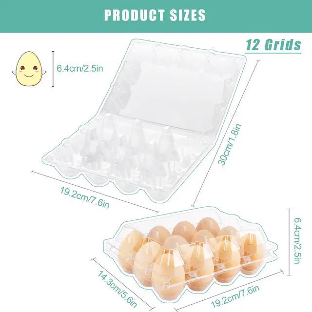 Alt view image 2 of 6 - 120 Packs Egg Cartons Cheap Bulk, Plastic for 12 Eggs, Clear Egg Cartons 3 x 4 Grids, Perfect for Refrigerator Family Farm Commercial Business Market Display