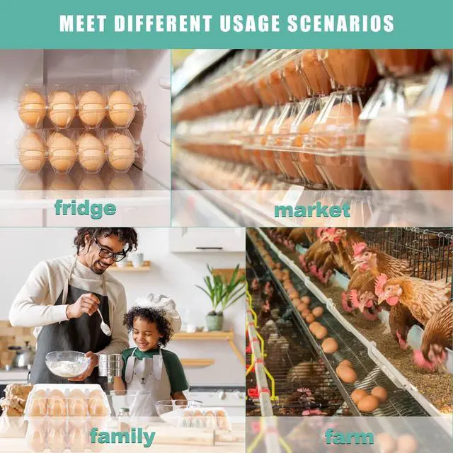 Alt view image 5 of 6 - 120 Packs Egg Cartons Cheap Bulk, Plastic for 12 Eggs, Clear Egg Cartons 3 x 4 Grids, Perfect for Refrigerator Family Farm Commercial Business Market Display