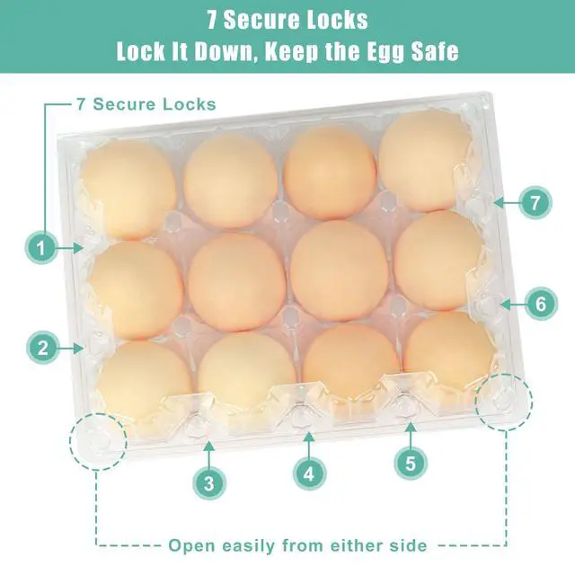 Alt view image 6 of 6 - 120 Packs Egg Cartons Cheap Bulk, Plastic for 12 Eggs, Clear Egg Cartons 3 x 4 Grids, Perfect for Refrigerator Family Farm Commercial Business Market Display