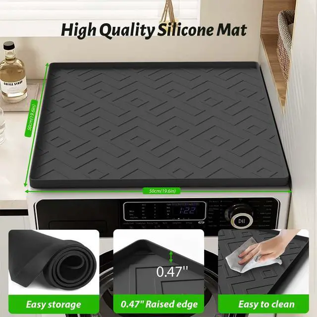 Alt view image 2 of 6 - Mini Fridge Silicone Mat 19.7"x19.7"x0.47" - Non-Slip, Spill-Proof, Drip Prevention | Ideal for Refrigerators, Washing Machines, Dryers, Wine Coolers, and Dishwashers