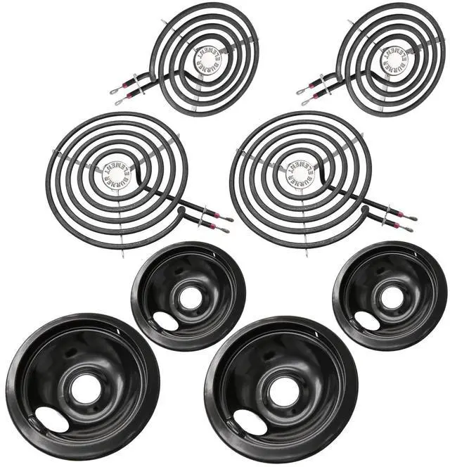 Main image of MP22YA Electric Stove Burner Element Replacement Set & 5304430149 5304430150 4 Pack Black Drip Pans - Perfectly Fit Frigi-daire Ken-more Cros-ley Tap-pan Electric Range Stove Top