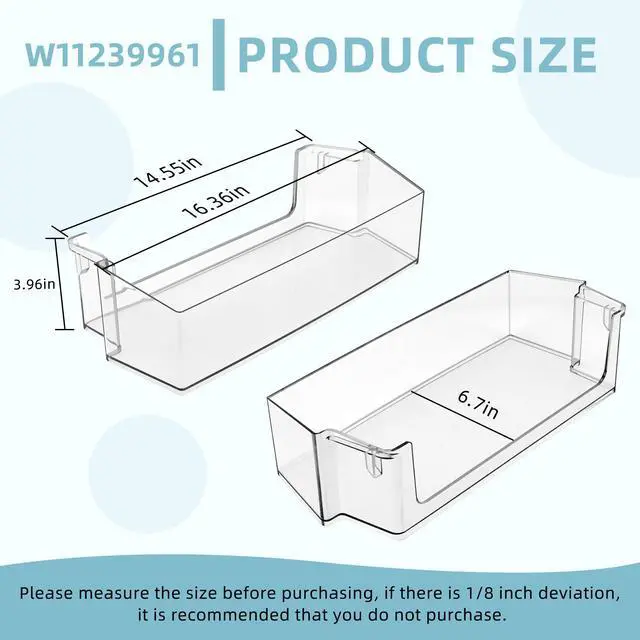 Alt view image 2 of 7 - 2 PACK W10900538 W11239961 Refrigerator Door Shelf Bin (RIGHT) BY | Compatible With Whirl.pool Refrigerator WRS311SDH, WRS325SDH, Replaces Refrigerator Door Shelf AP6333410 PS12578777