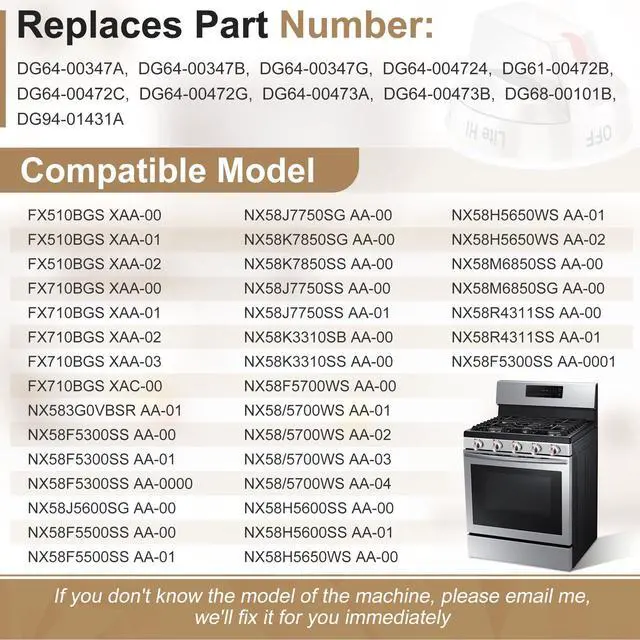 Alt view image 2 of 6 - DG64-00473A Upgraded Gas Stove Knobs Compatible with Samsung Range Stove Knobs Replacements Nx58f5700ws Nx58h5600ss Nx58h5650ws Nx58j7750ss (1pcs)