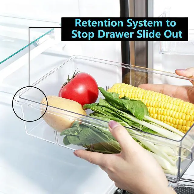 Alt view image 5 of 7 - 2Pcs Refrigerator Organizer Bins Refrigerator Drawer Fridge Organizers | 2Packs Refrigerator Organizer Fridge Egg Drawer, Pull-out Fridge Storage Box Refrigerator Egg Drawer