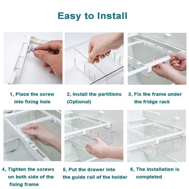 Alt view image 7 of 7 - 2Pcs Refrigerator Organizer Bins Refrigerator Drawer Fridge Organizers | 2Packs Refrigerator Organizer Fridge Egg Drawer, Pull-out Fridge Storage Box Refrigerator Egg Drawer