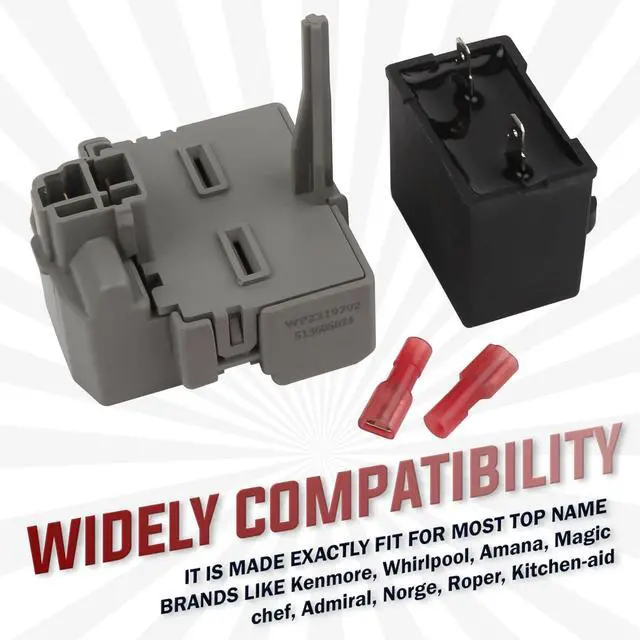Alt view image 3 of 6 - 2319792 W10197428 W10189190 TSD2 Overload and Start Relay & Compressor Run Capacitor by - Compatible with Whirlpool Kenmore Refrigerators Replaces: 2264017 W10662129 (Pack 2)