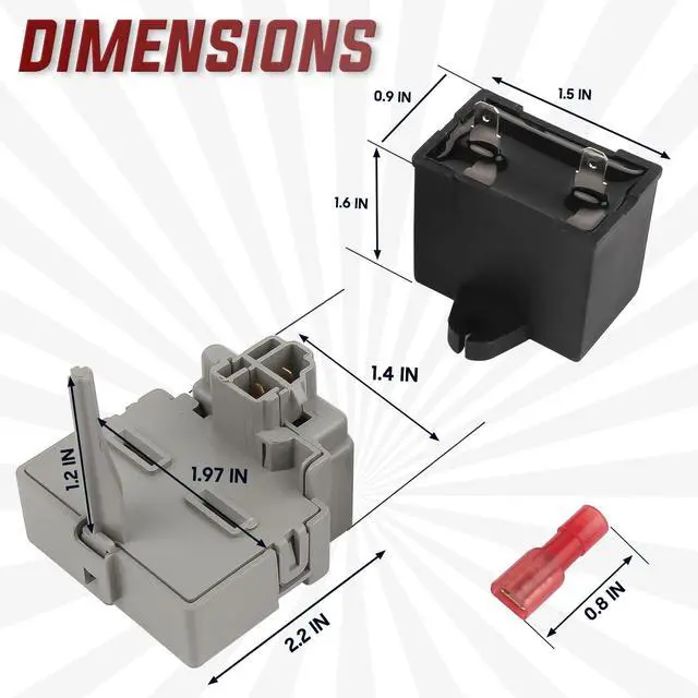 Alt view image 4 of 6 - 2319792 W10197428 W10189190 TSD2 Overload and Start Relay & Compressor Run Capacitor by - Compatible with Whirlpool Kenmore Refrigerators Replaces: 2264017 W10662129 (Pack 2)