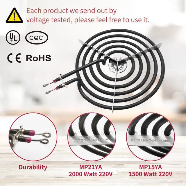 Alt view image 6 of 7 - MP22YA Electric Stove Burner Element Replacement Set & W10290350 W10290353 4 Pack Black Drip Pans - Perfectly Fit Whirlpool Electric Range Stove Top