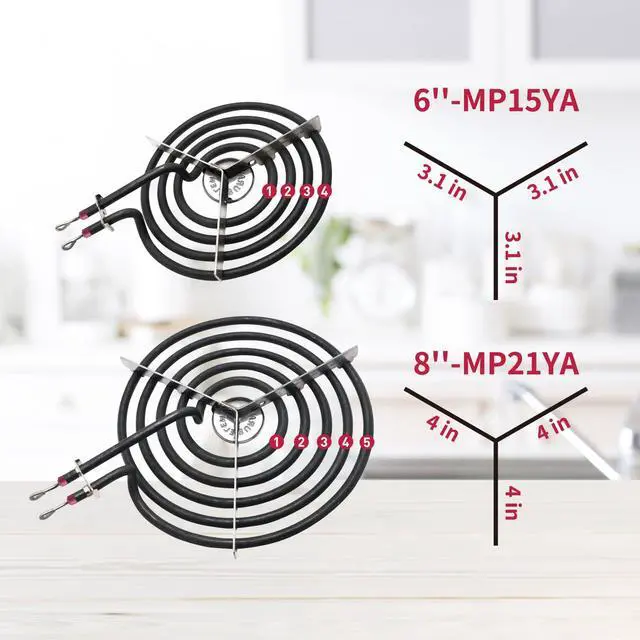Alt view image 7 of 7 - MP22YA Electric Stove Burner Element Replacement Set & 5304430149 5304430150 4 Pack Black Drip Pans - Perfectly Fit Frigi-daire Ken-more Cros-ley Tap-pan Electric Range Stove Top