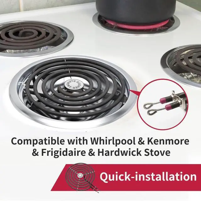 Alt view image 2 of 7 - MP22YA Electric Stove Burner Element Replacement Set & W10290350 W10290353 4 Pack Silver Drip Pans - Perfectly Fit Whirlpool Electric Range Stove Top