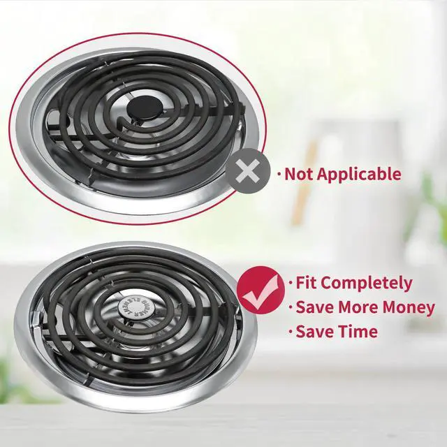 Alt view image 4 of 7 - MP22YA Electric Stove Burner Element Replacement Set & W10290350 W10290353 4 Pack Silver Drip Pans - Perfectly Fit Whirlpool Electric Range Stove Top