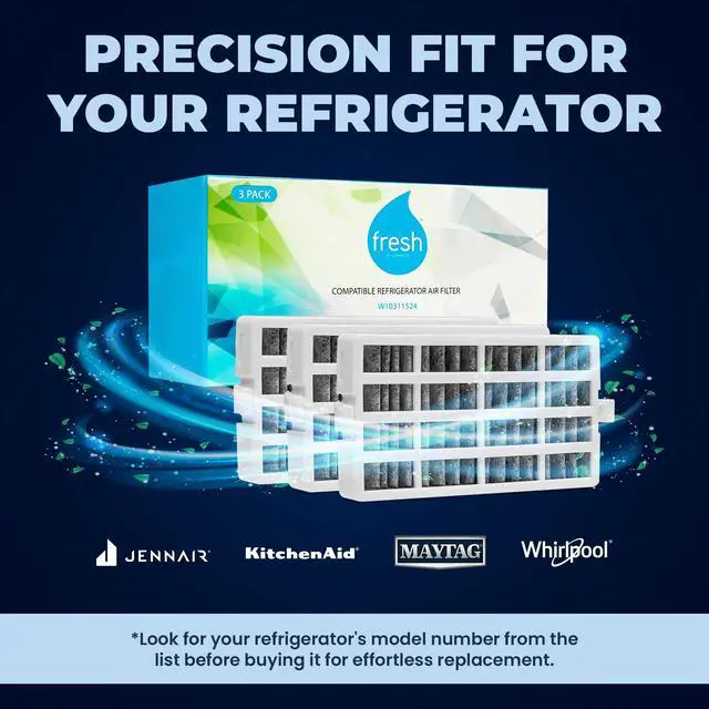 Alt view image 2 of 7 - Fresh W10311524 Fridge Air Filter Replacement for Whirlpool FreshFlow Refrigerator, Fits AIR1, Maytag, KitchenAid, and Jenn-Air, 4 Pack