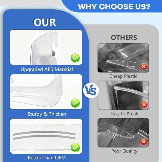 Alt view image 6 of 7 - 240323002 Refrigerator Door Bin Shelf Compatible with Frigidaire & Kenmore | Bottom 2 Shelves on Refrigerator Side, Single Unit, Clear, Replaces PS429725, AH429725, AP2115742