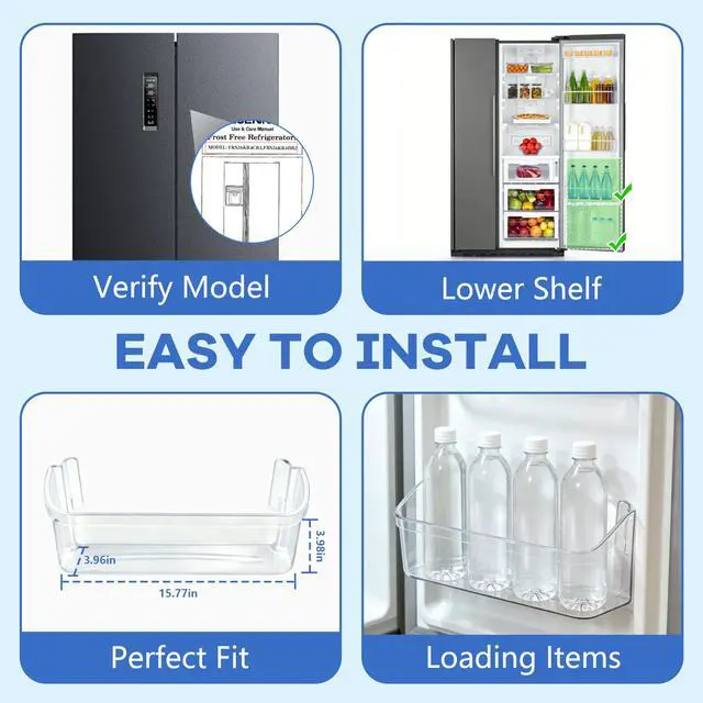 Alt view image 7 of 7 - 240323002 Refrigerator Door Bin Shelf Compatible with Frigidaire & Kenmore | Bottom 2 Shelves on Refrigerator Side, Single Unit, Clear, Replaces PS429725, AH429725, AP2115742