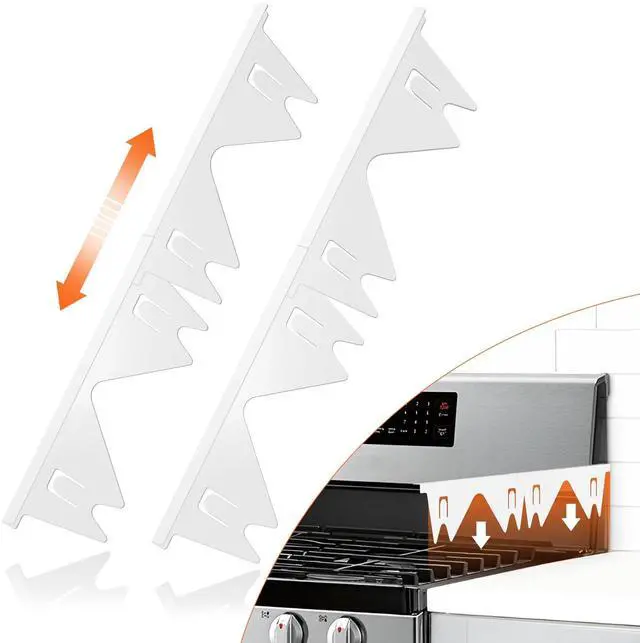 Main image of Stainless Steel Stove Gap Covers(2PCS), White Gap Filler, 13.8" to 27.5" | Stove Gap Guard for Kitchen Oven Gap Between Stove Top and Counter, Easy Clean, Heat Resistant and Adjustable Length