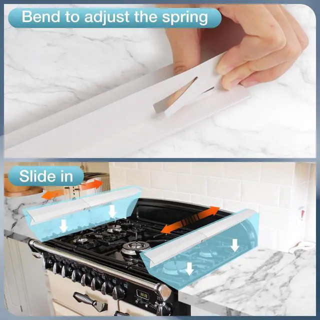 Alt view image 4 of 7 - 16.5"-33" Stove Gap Covers Stainless Steel 2PCS, Stove Gap Filler, White | Oven Side Gap Filler, Kitchen Range Trim Kit, Stove Gap Guard Between Stove and Counter, Heat Resistant & Effectively Protect