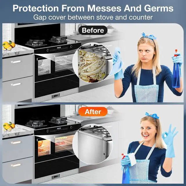 Alt view image 7 of 7 - 16.5"-33" Stove Gap Covers Stainless Steel 2PCS, Stove Gap Filler, White | Oven Side Gap Filler, Kitchen Range Trim Kit, Stove Gap Guard Between Stove and Counter, Heat Resistant & Effectively Protect