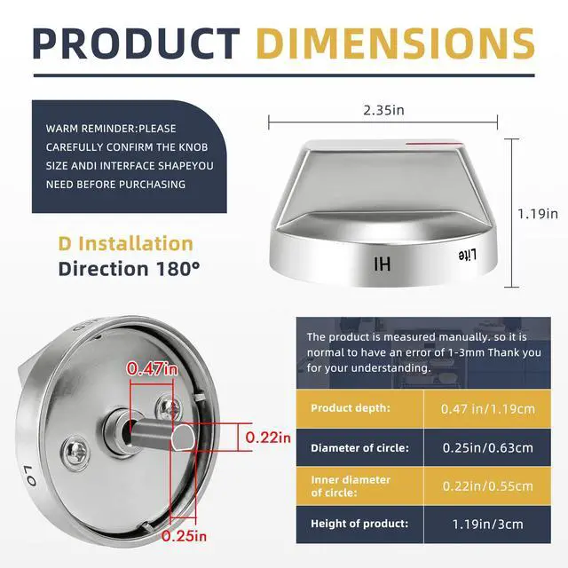 Alt view image 2 of 6 - DG94-03500A/Z Fit for Samsung Gas Stove Knob Replacement (5PCK) | DG94-03500U Gas Stove Knobs-Models NX60T8111SS NX60T8311SS NX60T8711SS for Samsung Oven Stove knobs