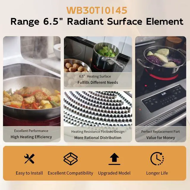 Alt view image 4 of 7 - WB30T10145 5.5" Single Radiant Surface Element Compatible with GE Range | Upgraded 6.5" Electric Range Burner Replacement for Samsung GE LG Stove, DG47-00060A Range Oven Heating Element