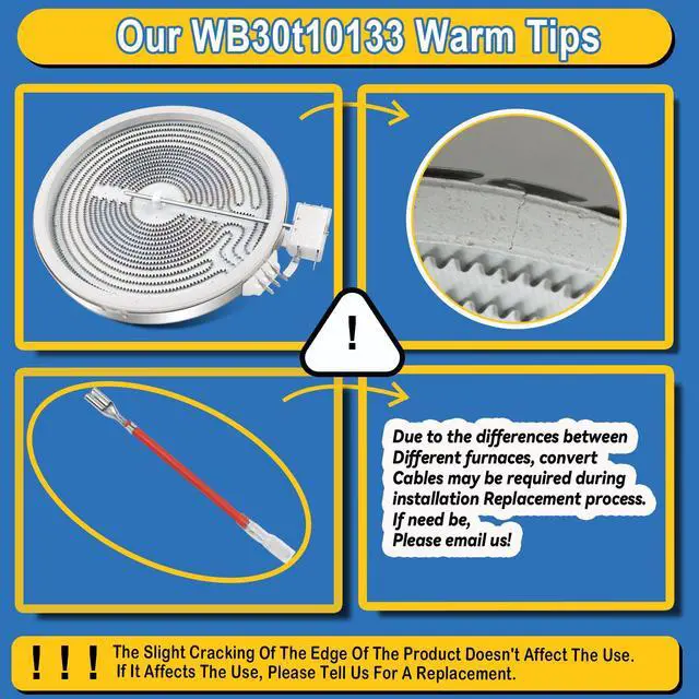 Alt view image 4 of 7 - WB30T10133 Range 9"/6" Dual Radiant Surface Element for GE Stove | Upgraded 10" Electric Range Burner Replacement Part for GE Stove, Replace WB30X24111 PS2321567 AP4345739