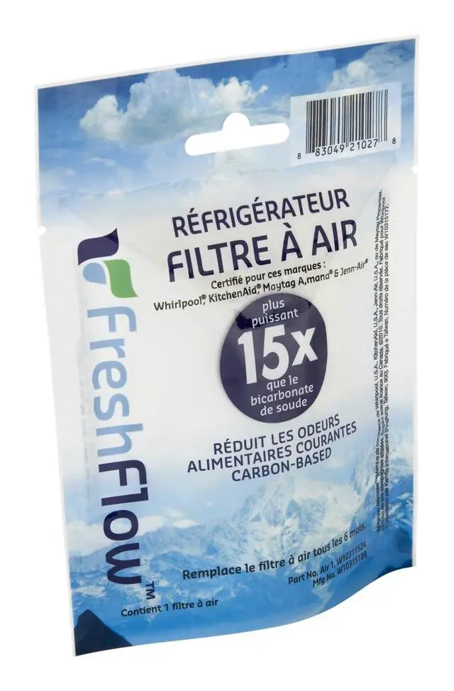 Alt view image 3 of 5 - W10311524 FreshFlow Refrigerator Air Filter, OEM Carbon Filter for Odor Reduction Replaces AIR1, W10315189, 1876318, PS2580853 Fits, Maytag, KitchenAid, JennAir (Pack of 2)