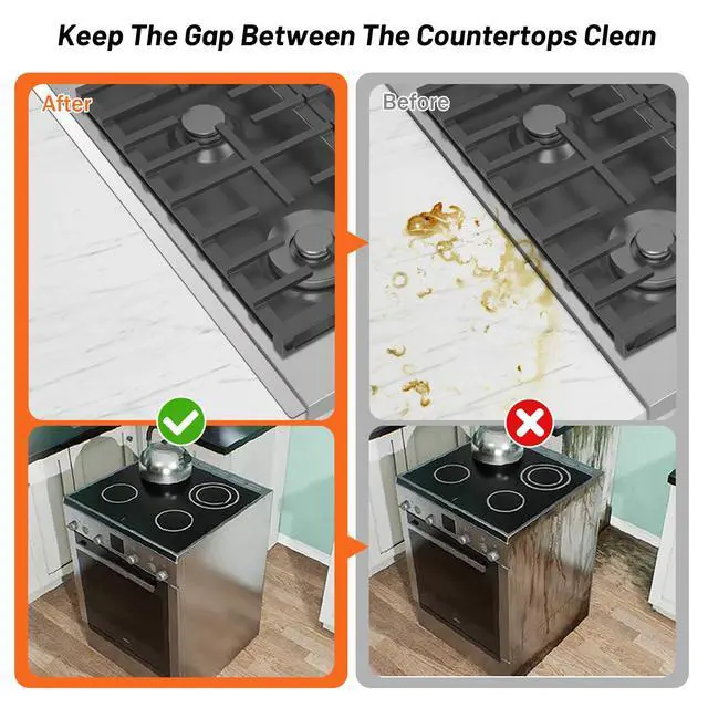 Alt view image 3 of 7 - Stainless Steel Stove Gap Covers(2PCS), Silver Gap Filler, 13.8" to 27.5" | Stove Gap Guard for Kitchen Oven Gap Between Stove Top and Counter, Easy Clean, Heat Resistant, and Adjustable Length
