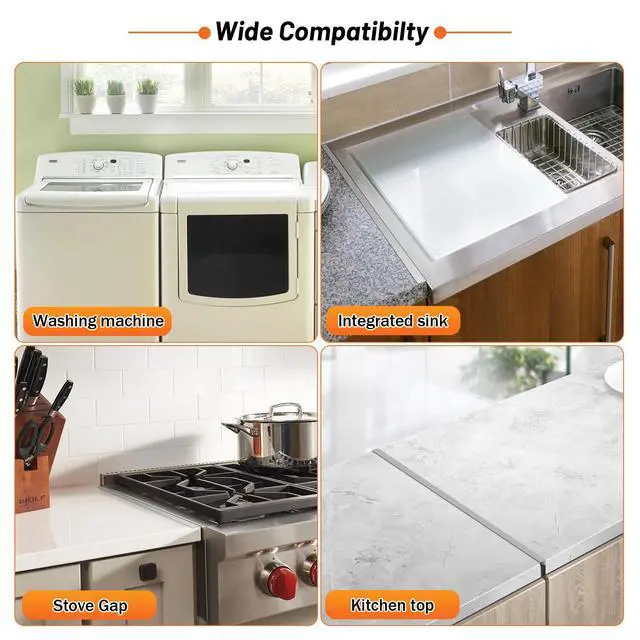 Alt view image 7 of 7 - Stainless Steel Stove Gap Covers(2PCS), Silver Gap Filler, 13.8" to 27.5" | Stove Gap Guard for Kitchen Oven Gap Between Stove Top and Counter, Easy Clean, Heat Resistant, and Adjustable Length