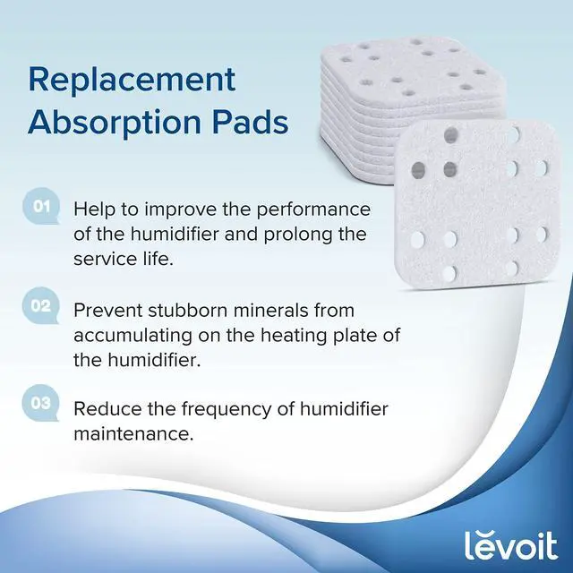 Alt view image 3 of 6 - Humidifier Replacement Filters 10-Pack, Mineral Absorption Pad, Compatible with LV600S, LV600HH, OasisMist450S, Capture Fine Particles in Water Tank to Improve Humidification Efficiency, White