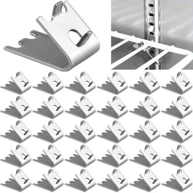 Main image of 32 Pieces 920158 Freezer Shelf Clip,Stainless Steel Shelf Clip for Refrigerator,Freezer Cooler Shelf Support,Replacement Shelf Square Buckles Clips
