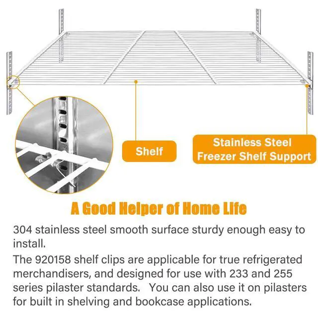 Alt view image 3 of 7 - 32 Pieces 920158 Freezer Shelf Clip,Stainless Steel Shelf Clip for Refrigerator,Freezer Cooler Shelf Support,Replacement Shelf Square Buckles Clips
