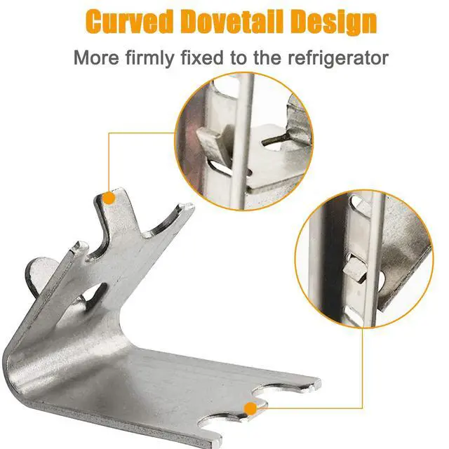 Alt view image 5 of 7 - 32 Pieces 920158 Freezer Shelf Clip,Stainless Steel Shelf Clip for Refrigerator,Freezer Cooler Shelf Support,Replacement Shelf Square Buckles Clips