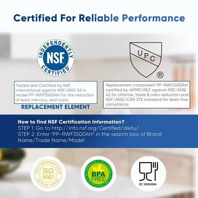 Alt view image 6 of 6 - LT800P NSF/ANSI 53&42 Certified Replacement for LG ADQ73613401, Kenmore 469490, 9490, ADQ73613402, ADQ736134, LSXS26326S LMXC23746S, LT120F, Refrigerator Water and Air Filter Combo, 2Pack