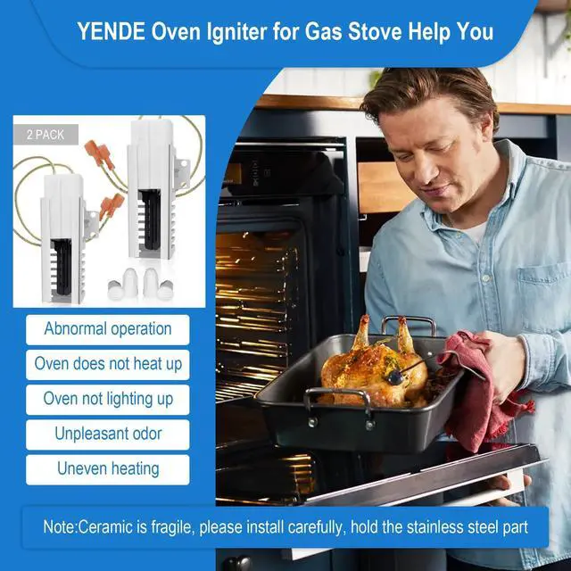 Alt view image 5 of 7 - 2 Pack PB040001 Gas Range Oven Igniter, Oven Igniter for Gas Stove for Viking Range Oven Igniter, Replace AP5315579 065650-000 SGR4001 792263, with 4 Ceramic Nuts