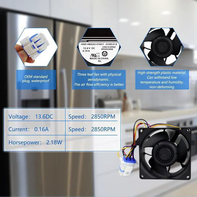 Alt view image 4 of 7 - WR60X35205 WR60X29099 DAZB0838RCM Refrigerator Evaporator Fan Motor, Fit GE Refrigerator Replacement for 197D9873P002 197D9873P003 4590361 4963678 AP6783211 AP6997194 EAP16226575 WR60X20880