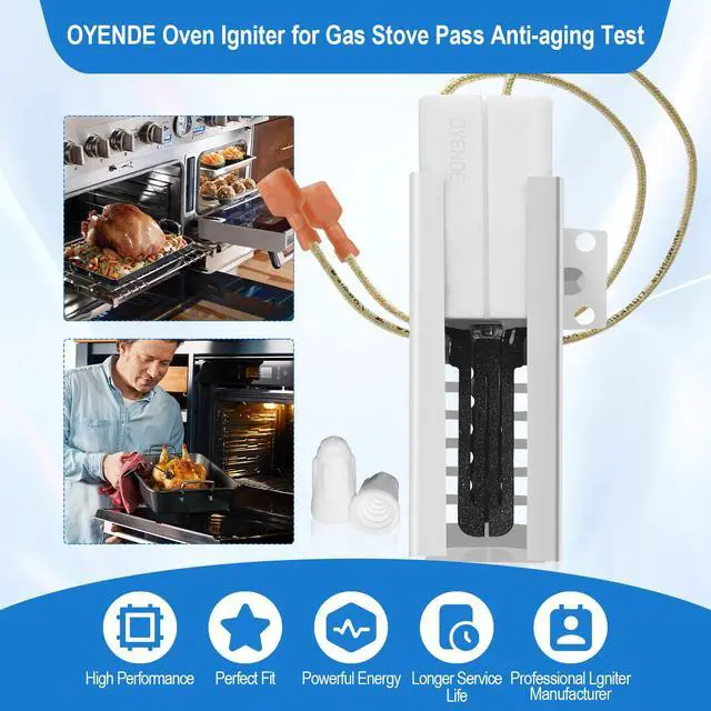 Alt view image 3 of 7 - 2 Pack PB040001 Gas Range Oven Igniter, Oven Igniter for Gas Stove for Viking Range Oven Igniter, Replace AP5315579 065650-000 SGR4001 792263, with 4 Ceramic Nuts
