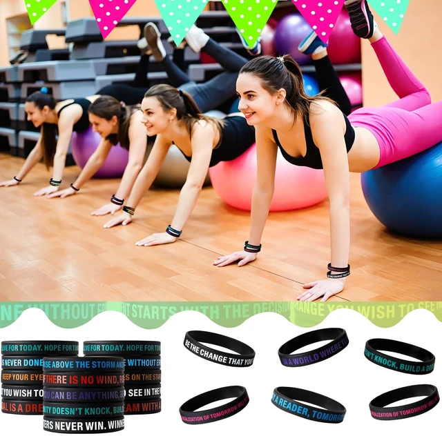 Alt view image 7 of 7 - 100 Pcs Motivational Silicone Wristbands Inspirational Bracelets 20 Styles For Fitness Sports & Team Building, Perfect Encouragement Gifts For Men Women And Students