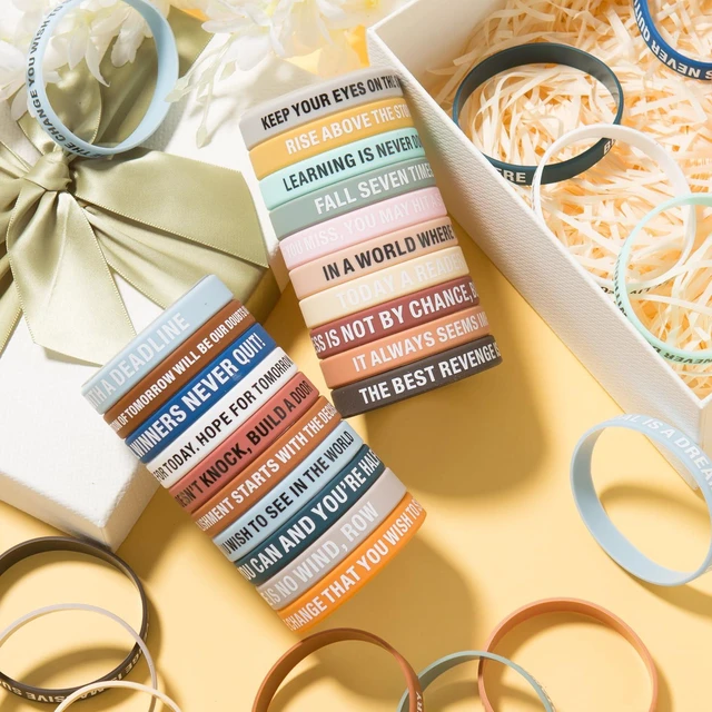 Alt view image 2 of 7 - 100 Pcs Motivational Silicone Wristbands Inspirational Bracelets 20 Styles For Fitness Sports & Team Building, Perfect Encouragement Gifts For Men Women And Students