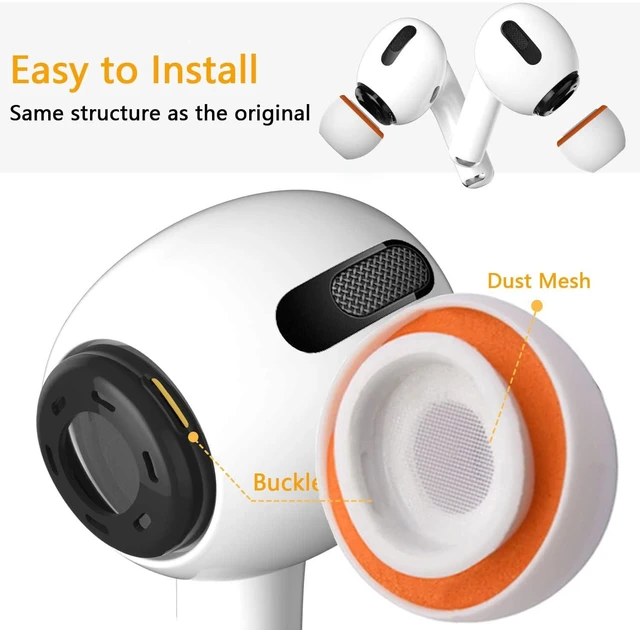 Alt view image 2 of 7 - Upgraded Memory Foam&Silicone Hybrid Ear Tips for AirPods Pro 1st & 2nd Gen,Ultra-Comfort,Anti-Slip Eartips,Perfect Noise Reduction,Fit in The Charging Case,3 Pairs (Orange, Assorted S/M/L)