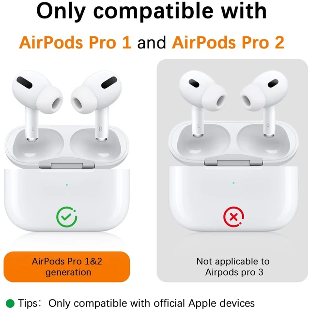Alt view image 5 of 7 - Upgraded Memory Foam&Silicone Hybrid Ear Tips for AirPods Pro 1st & 2nd Gen,Ultra-Comfort,Anti-Slip Eartips,Perfect Noise Reduction,Fit in The Charging Case,3 Pairs (Orange, Assorted S/M/L)