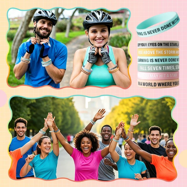 Alt view image 6 of 7 - 100 Pcs Motivational Silicone Wristbands Inspirational Bracelets 20 Styles For Fitness Sports & Team Building, Perfect Encouragement Gifts For Men Women And Students