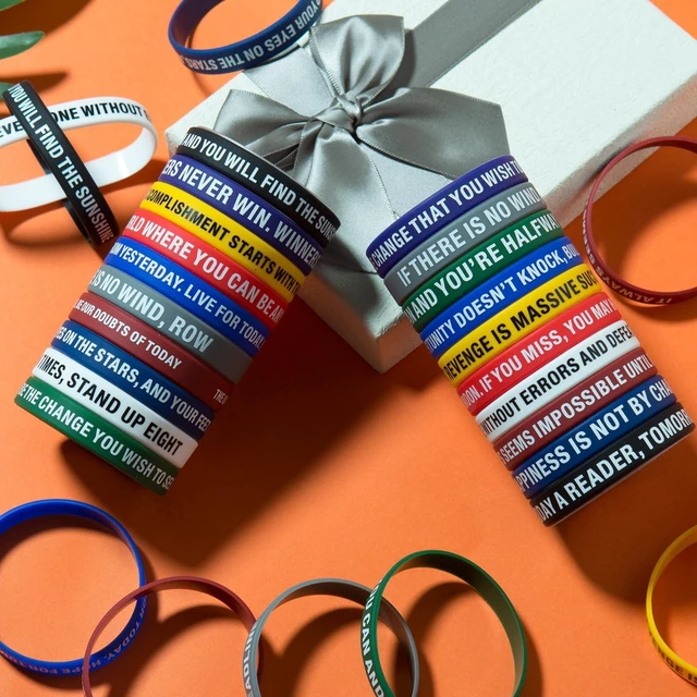 Alt view image 2 of 7 - 100 Pcs Motivational Silicone Wristbands Inspirational Bracelets 20 Styles For Fitness Sports & Team Building, Perfect Encouragement Gifts For Men Women And Students