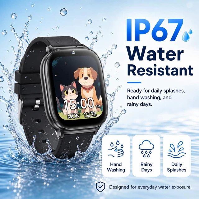 Alt view image 6 of 7 - Kids Smart Watch for Girls Boys Age 5-12, 10 Alarms and Vibration Reminder, App Location Check, 20 Puzzle Games HD Touch Screen Watch with Camera, Music Player, Pedometer, Flashlight, Gift (Black)