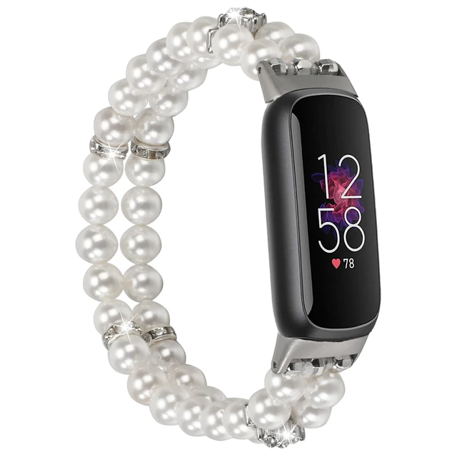 Main image of Compatible with Fitbit Luxe Bands,Fashion Handmade Elastic Stretch Pearl Bracelet Women Replacement Strap for Fitbit Luxe accssorises