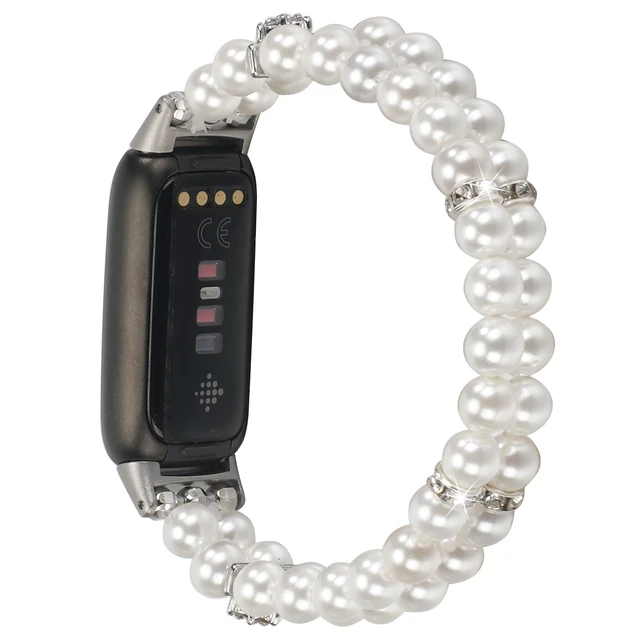 Alt view image 2 of 7 - Compatible with Fitbit Luxe Bands,Fashion Handmade Elastic Stretch Pearl Bracelet Women Replacement Strap for Fitbit Luxe accssorises