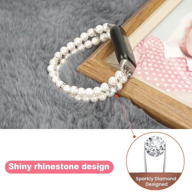 Alt view image 4 of 7 - Compatible with Fitbit Luxe Bands,Fashion Handmade Elastic Stretch Pearl Bracelet Women Replacement Strap for Fitbit Luxe accssorises