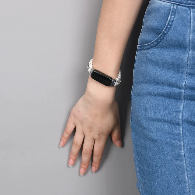 Alt view image 5 of 7 - Compatible with Fitbit Luxe Bands,Fashion Handmade Elastic Stretch Pearl Bracelet Women Replacement Strap for Fitbit Luxe accssorises