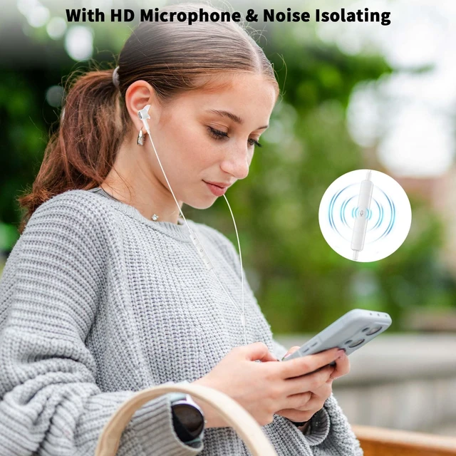 Alt view image 6 of 7 - USB C Earbuds Wired Headphone for iPhone 18 Pro Max 17 16 17e,White for Samsung S26 S25 Ultra S24 A17 A57 Type C Earphone,Stereo Corded Earbuds C Plug with Microphone for Apple/iPad Pro 10 11th